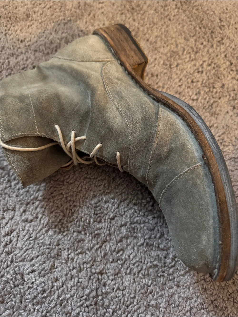 Fiorentini + Baker Gray Suede Chukka Lace-Up Boots